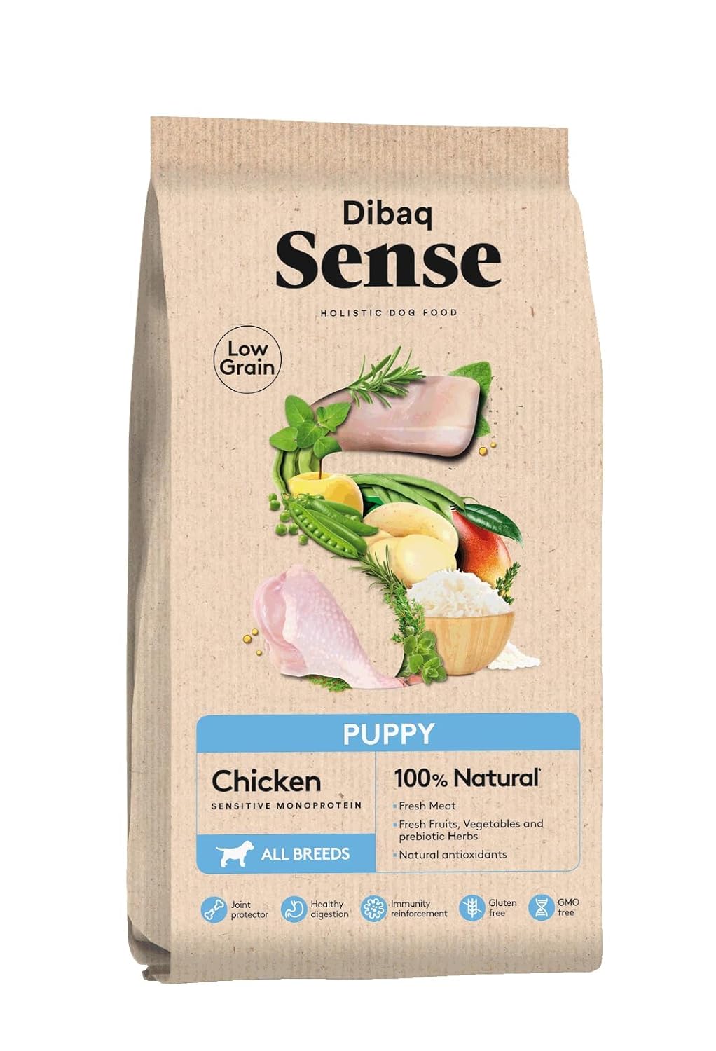 Dibaq Sense Dog Low Grain Puppy Food with Chicken, All Breeds