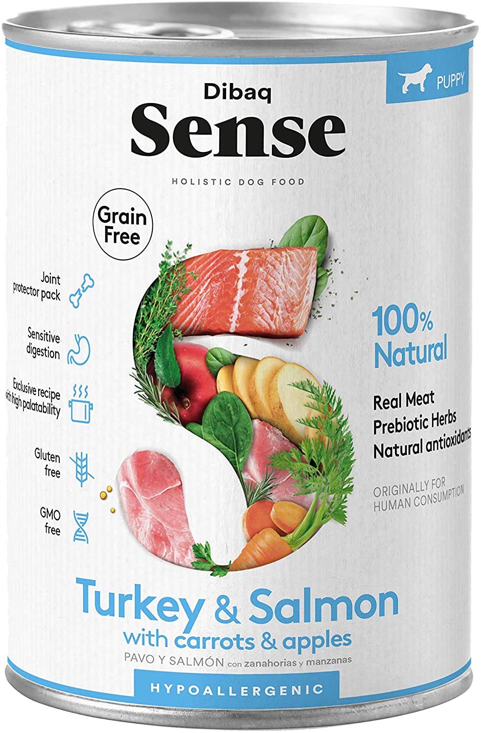 Dilbaq Sense Puppy Turkey & Salmon Can Wet Dog Food, 380g