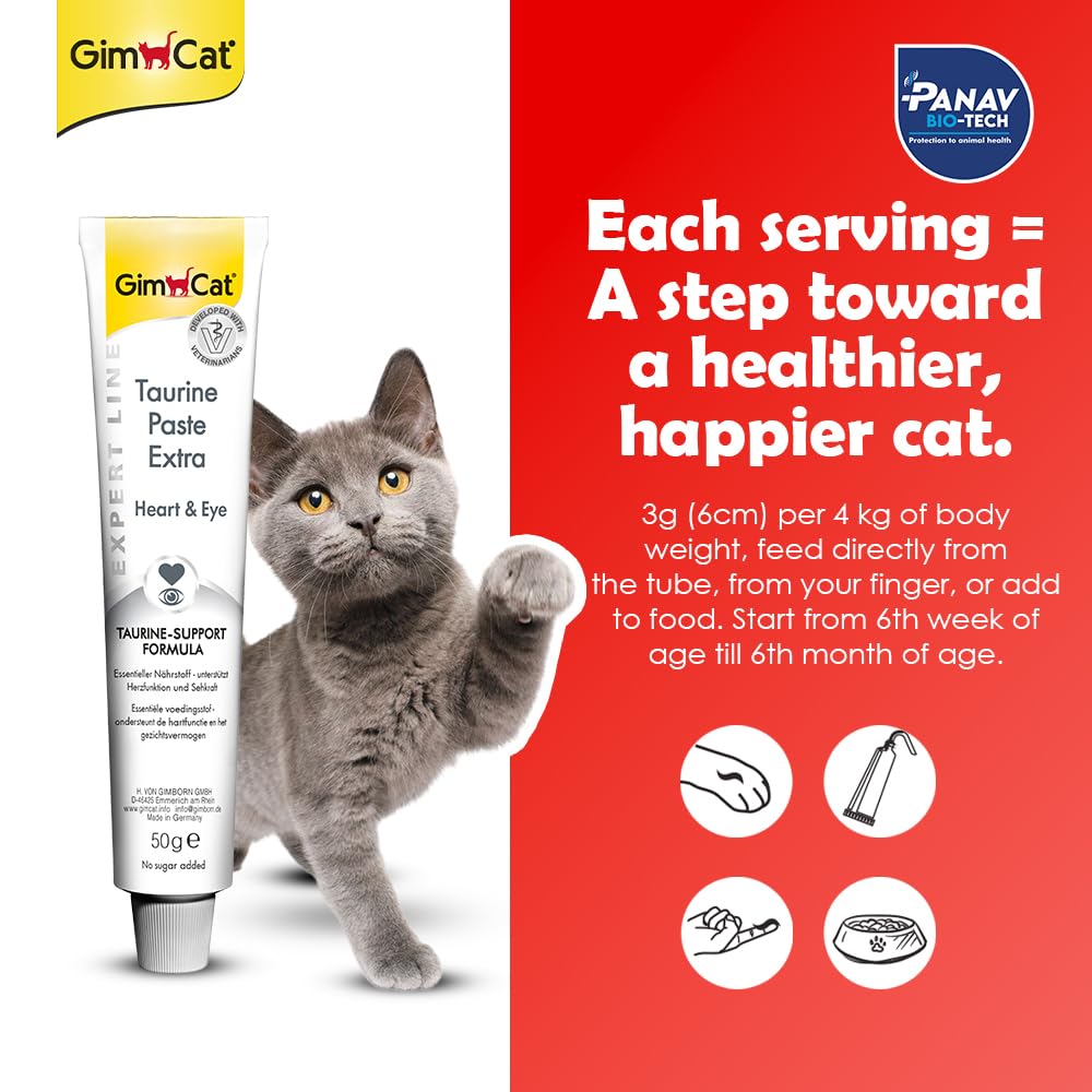GimCat Taurine Paste Extra for Cats | Heart and Eye Support Formula | 50g Tube - Image 5