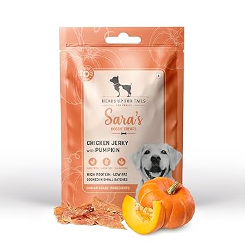 HUFT Sara’s Doggie Treats Chicken Jerky with Pumpkin, 70g (Pack of 2)