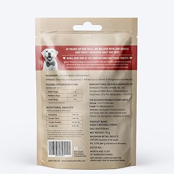 HUFT Sara's Doggie Dehydrated Chicken Neck, 70g (Pack of 2) - Image 3
