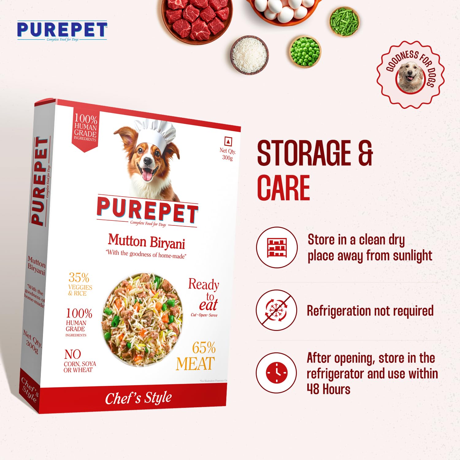 Purepet Fresh Dog Food Mutton Biryani, for Adult & Puppy, 300gm (Pack of 2) - Image 8