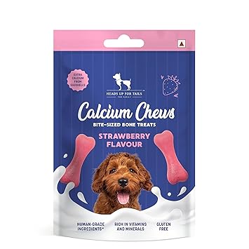 HUFT Calcium Chews Bite-Sized Bone Treats for Dogs Strawberry Flavour, 200gm